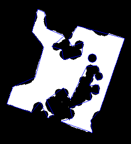 Contours extracted from the binary costmap representing the boundaries of free space.