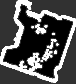 Initial costmap of the Pulse Breakout room used to evaluate the coverage planners.