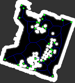 Leaf nodes identified on the skeleton graph. These nodes represent endpoints used during path generation.